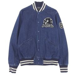 【本物保証】 超美品 ヒステリックグラマー HYSTERIC GLAMOUR スタジャン ジャケット Lサイズ メンズ アウター デニム ブルー ワッペン 89