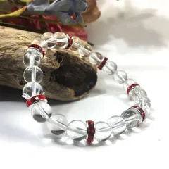 パワーストーン ブレスレット 水晶 天然石ブレス （レッド）レディース 女性  数珠ブレス 開運 プレゼント ギフト  [9]