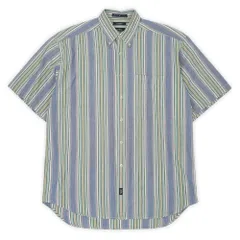 ドッカーズ DOCKERS 90s 90年代 マルチストライプ柄 ボタンダウンシャツ BD INDIGO シャンブレー 珍品 半袖 リーバイス USA ヴィンテージ アメリカ 古着 メンズ シャツ ブルー系 M【中古】