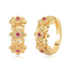 【在庫処分】ピアス ピアス ピアス 14金ブラチラメッキ 金属アレルギー対応 白ジルコニア 青 上質赤 人気 フープピアス レディース Fettero