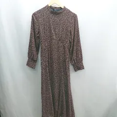◇ ⊂ N. Natural Beauty Basic 総柄 長袖 ロング丈 ワンピース サイズM ブラウン ネイビー レディース E  【1502200012504】