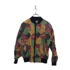 CAROL HORN ジップアップ ジャケット レディース S 総柄 イエロー グリーン ブラック シルク 春 古着卸 アメリカ仕入 a603-6180