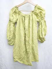 ◇ Θ ROYAL PARTY ロイヤルパーティー パフスリーブ 長袖 ミニワンピ　チュニック サイズF ライトグリーン系 レディース P  【1408200023895】