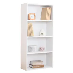 【新着商品】組立商品 固定棚 CD&DVD収納 ホワイト 幅41.8×奥行18.5×高さ89cm 81397 4段 コミック収納ラック 本棚 不二貿易