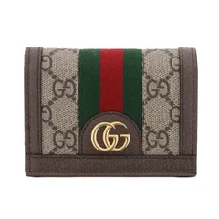 【中古】GUCCI （グッチ） GG ｶｰﾄﾞｹｰｽ ｳｫﾚｯﾄ 財布 二つ折り財布(小銭入有) Ophidia Brown 523155 unused:S