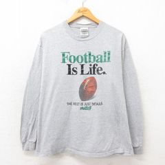 L/古着 長袖 ビンテージ Tシャツ メンズ 00s フットボール クルーネック グレー 霜降り 25may21 中古