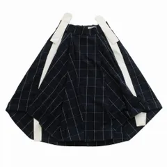HENRIK VIBSKOV ヘンリックヴィブスコフ 変形 チェック柄 フレアロングスカート ネイビー サイズXS レディース 【中古】