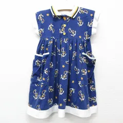 古着 半袖 ワンピース キッズ ガールズ 子供服 90s イカリ 紺他 ネイビー 25jun07