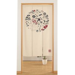 和風のれん3連三つ割れ幅85cmx丈150cm ありがたや 丸 ナチュラル14601-naru