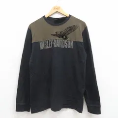 L/古着 ハーレーダビッドソン 長袖 ビンテージ Tシャツ メンズ 00s 鳥 フロッキープリント コットン クルーネック 黒 ブラック spe 25aug12