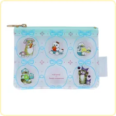 サンスター文具 sun-star モフサンド mofusand×サンリオキャラクターズ  ミニポーチ リボン S2331977　フラットポーチ クリア素材  サンリオコラボ