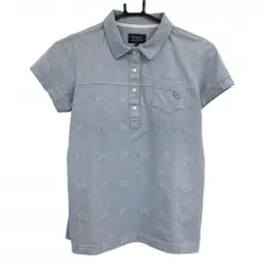 ★特価★パーリーゲイツ 半袖ポロシャツ ライトブルー×白 ロゴプリント  レディース 0(S) ゴルフウェア 2023年モデル PEARLY GATES