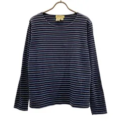 Eddie Bauer エディーバウアー USA製 ボーダー 長袖 カットソー S ブルー系 ロンT アウトドア レディース 古着