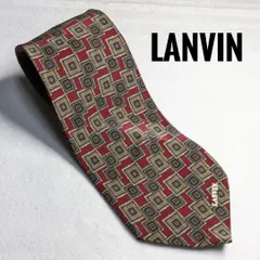 2:ネクタイ LANVIN 約9㎝ ダークレッド地、総柄 B 549★