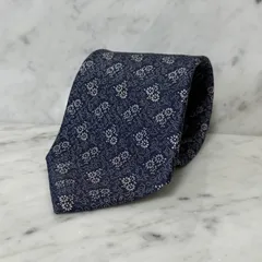 美品 GIVENCHY ジバンシー ネクタイ ネイビー 花柄  シャドーロゴ 総柄 フラワー フローラル