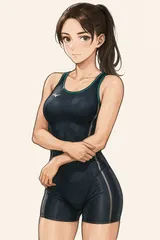 H251セールは1月末まで！ミズノ♪二色のステッチ入りネイビーのハーフスパッツタイプ女子競泳水着♪フィットネスやトレーニングや撮影用にも♪サイズ160