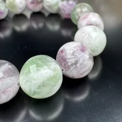 ☆激レア!!☆咲き誇る羽の花☆妖艶パープル＆爽やかブルーグリーン☆プレゼントや勉学のお守りとして☆エンジェルフェザーインフローライト【石花蛍石】ブレスレット☆約11mm×19珠前後☆内径約16.5cm☆【アメリカ産】≪FL5≫