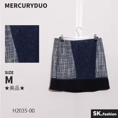 ★美品★ MERCURYDUO マーキュリーデュオ スカート　ショート丈　タイト　レース　ツイード　後ろジップ　綿混 　ブラック　グレー　ネイビー　 【H2035-00】 送料無料　古着　レディース