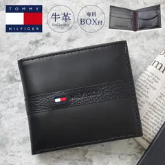 財布 トミー ヒルフィガー メンズ 本革 TOMMY HILFIGER  カード入れ 小銭入れ 二つ折り 牛革 本皮 レザー お札入れ プレゼント かっこいい おしゃれ ブラック 黒 シンプル 男性 中学生 高校生 大学