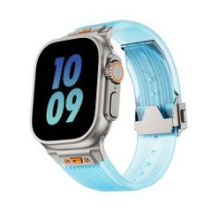 アップルウォッチバンド（Apple Watchバンド）クリアウォーターシリコンバンド【シルバー×ブルー】42mm/44mm/45mm/46mm/49mm対応 [BELTIES]