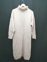 ◇ beauty&youth ニット タートルネック 秋冬物 スリット 長袖 ロング丈 ワンピース 表記なし ベージュ レディース E  【1309040085633】