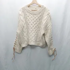 ◇ ⊇ Ungrid アングリッド スリーブレースアップ ケーブル 長袖 ニット セーター サイズF アイボリー レディース E  【1410290073575】