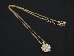 ■極美品■ NINA RICCI ニナリッチ ラインストーン パール ネックレス ペンダント アクセサリー レディース ゴールド系 DK3941
