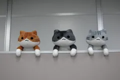 ねこっぷちぬいぐるみ　にゃんこ　猫　キジトラ　茶トラ　グレー　3匹セット