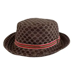 CELINE　セリーヌ　ハット　マカダム柄　総柄　ロゴ　ブラウン系　良品