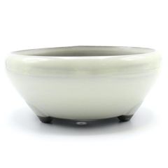 【未使用】盆栽鉢 4号 鉄鉢 白色 クリーム釉 瀬戸焼 陶器 丸 浅型 小品 小さい ミニ アガベ 塊根 多肉 雑木 松柏 約12センチ 植木鉢 苔 うめきち盆栽用品店
