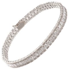 ブレスレット メンズ 18金 K18WG バゲットカット ダイヤモンド 7カラット ホワイトゴールド ジェンダーレスジュエリー ユニセックス 日本製 刻印入り 鑑別書付き シンプル プレゼント ギフト