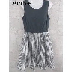 ◇ IENA イエナ ストライプ 切替 ノースリーブ 膝丈 ワンピース ブラック ホワイト グレー レディース 【中古】 【1002802120978】