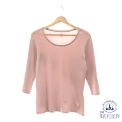 ☆美品☆ UNIQLO ユニクロ トップス カットソー 薄手 Uネック 七分袖 レディース 大きいサイズ ピンク XL 901-9785 送料無料 古着