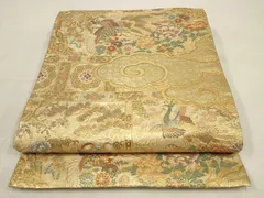 平和屋着物◎佐賀錦　六通柄袋帯　鳳凰更紗花文　金糸　正絹　逸品　AAAV3113sw
