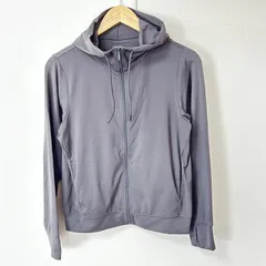 (^w^)b UNIQLO ユニクロ エアリズムUVカット メッシュパーカー フーディ 薄手 シンプル 羽織り ベーシック 定番 アウトドア デイリー タウンユース 冷房対策 日焼け対策 チャコールグレー レディース サイズM