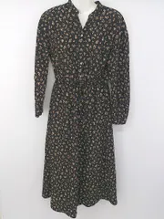 ◇ URBAN RESEARCH 花柄 ガーリー ロマンティック 長袖 ロング ワンピース サイズF ブラック マルチ レディース P  【1307150012976】