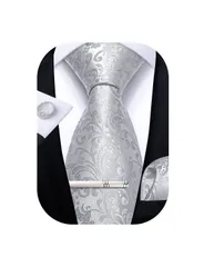 【特価商品】ペイズリー ネクタイ セット ネクタイ 結婚式 メンズ カフスボタン 二次会 ハンカチ 披露宴 花柄 プレゼント [DiBanGu]