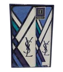 未使用 イヴサンローラン YVESSANTLAUREN　バスタオル スポーツタオル 2本セット ホワイト　ブルー　ロゴ　ＹＳＬ 未使用品 ブランド雑貨