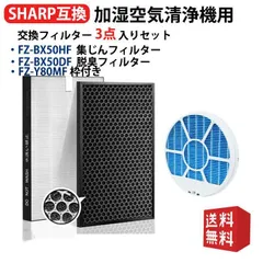 加湿空気清浄機用 FZ-BX50HF 脱臭フィルター FZ-B50DF 集じんフィルター HEPA 交換用 非純正 FZ-Y80MF-WAKU枠付き 加湿フィルター 互換 3点セットのサムネイル