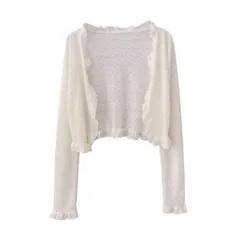 透け感 体型カバー 長袖 薄手 ビーチウェア 可愛い ビーチ カーデ 着痩せ 羽織り シアー レディース おしゃれ トップス 花柄 UVカット ショート丈 シースルー カーディガン 冷房対策 レース [Gincci]