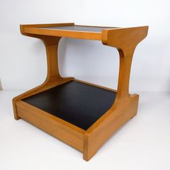 【中古品】カリモク家具 木製卓上電話台 昭和レトロ〇YR-53355〇