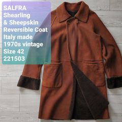 イタリア名門　サルフラ　46 レザーコート　コート　Salfra　Valstar SALFRAサルフラ□美品 イタリア製 70s vintage 最高級 羊革×羊毛