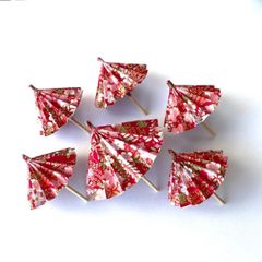 手漉友禅和紙で作った和傘　赤　6本セット