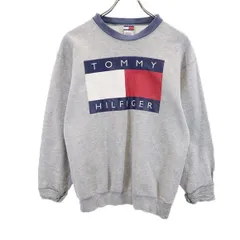 トミーヒルフィガー オールド USA製 長袖 スウェット トレーナー M グレー TOMMY HILFIGER 裏起毛 メンズ 古着 【231226】