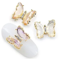 【新着商品】3個セット ネイル デコパーツ ネイルパーツ 蝶々 3d ネイル Kalevel デコレーション 立体 ジェルネイル diy 宝石 水晶 ブレスレット 12mm パーツ クリスタル 多面 手作り手芸 飾り物 ガラス 回転可能