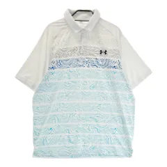 サイズ：L UNDER ARMOUR アンダーアーマー  半袖ポロシャツ ボーダー 総柄 ホワイト系 [240101529615] ゴルフウェア メンズ ストスト