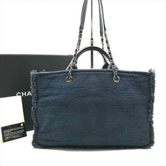 ★爽やかなカラー★CHANEL ショッピング バッグ 良品 CHANEL シャネル ココマーク 2WAY ラージ ショッピング