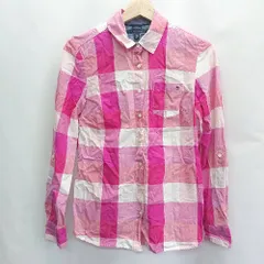 ◇ TOMMY HILFIGER トミーヒルフィガー チェック柄 長袖 シャツ サイズXS ピンク系 レディース E  【1406050069940】