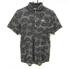 【超美品】マスターバニー 半袖ポロシャツ ダークグレー×白 ドット・花柄 ロゴ  メンズ 4(M) ゴルフウェア MASTER BUNNY EDITION