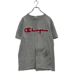 Champion 半袖 ロゴTシャツ M グレー チャンピオン クルーネック 刺繍ロゴ 古着卸 アメリカ仕入 a603-6120